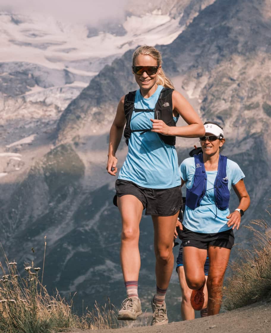 Harmony Bowman running in the mountains at UTMB ultra trail running race.