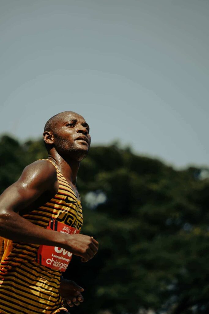 Shut out of a 1-2-3 for Uganda Leonard Chemonges ultimately finishes 4th in the Uphill & Downhill race.