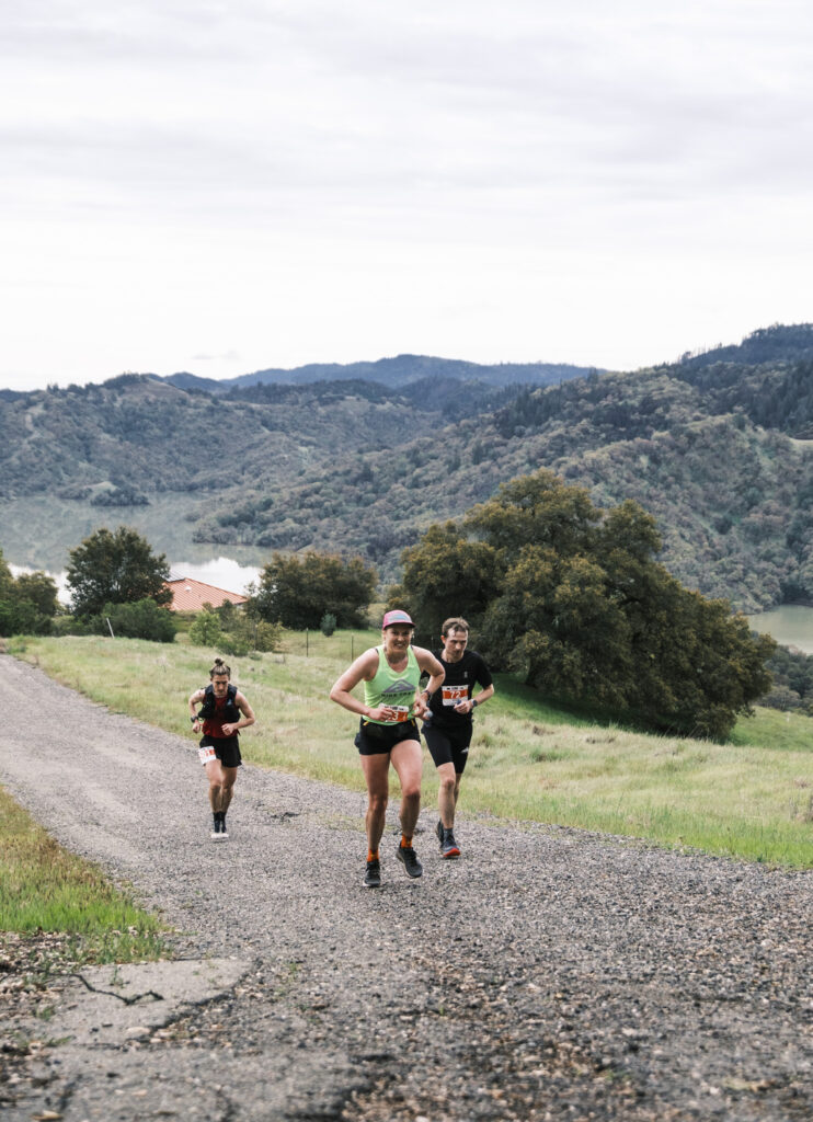 Erin Clark leads Hannah Allgood during the 2023 Lake Sonoma race on her way to victory. 