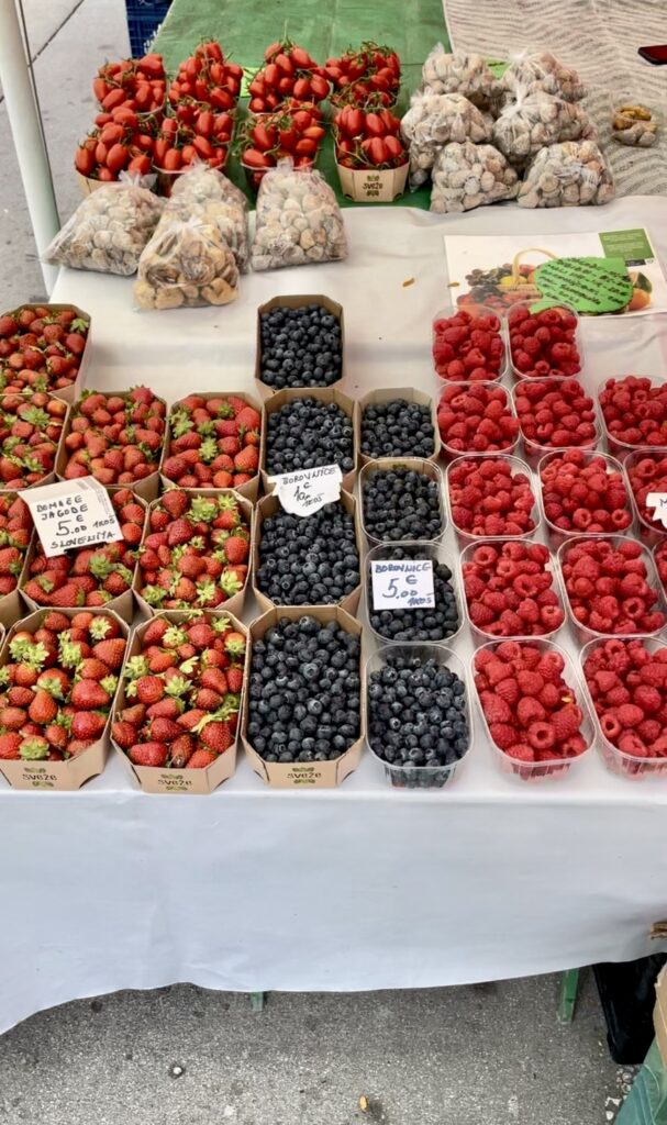 The markets in Solvenia had the most vibrant selection of berries. 