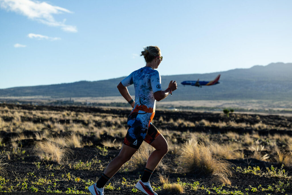 Lucy takes to the run course during the Kona World Championship in October of 2023