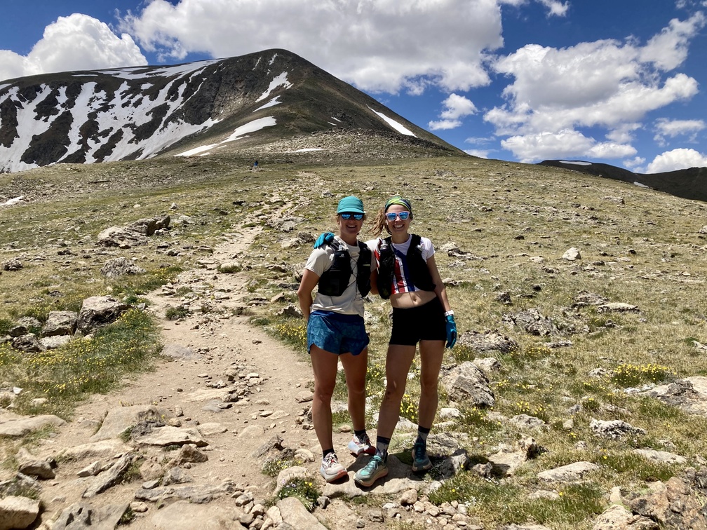Rachel Lemcke with a friend on a mountain run. 