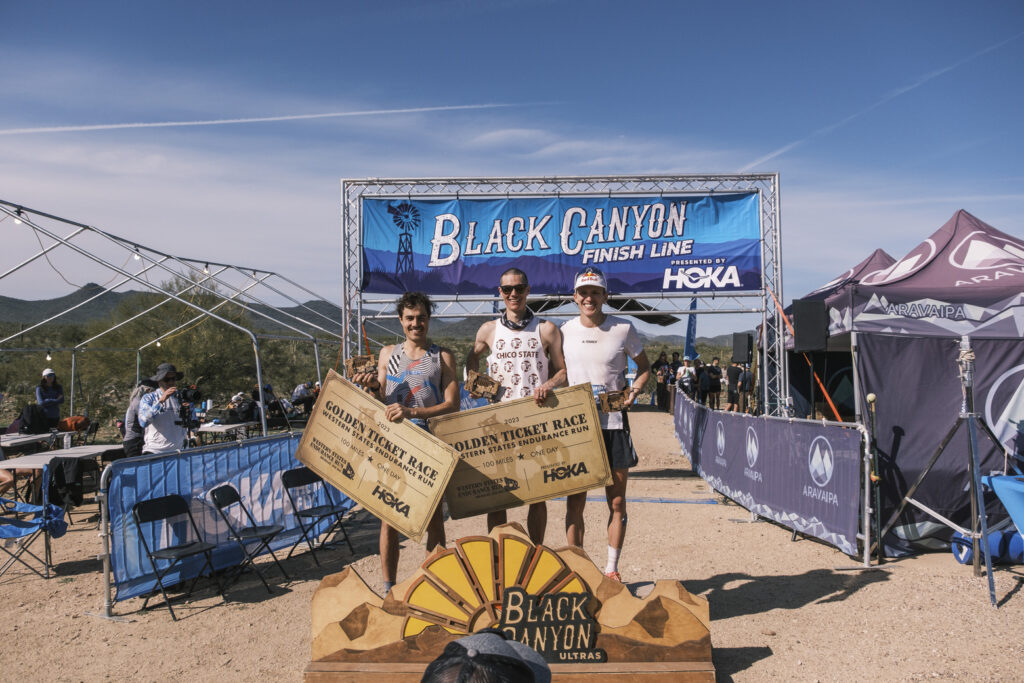 Anthony Costales (center) claims his golden ticket to WSER ahead of Janosch Kowalczyk (left) and Tom Evans (right). 