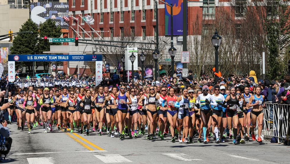 The start of the women's 2020 U.S. Olympic Marathon Team Trials. PC: Kevin Morris
