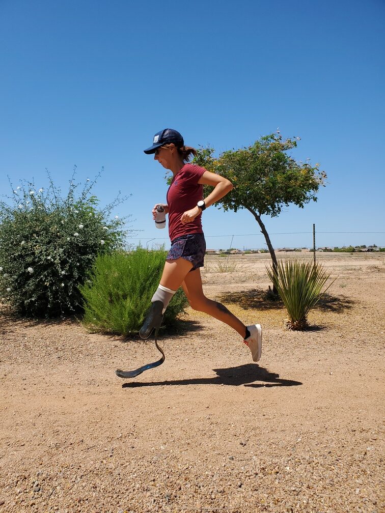 Jacky BH running in the desert. 