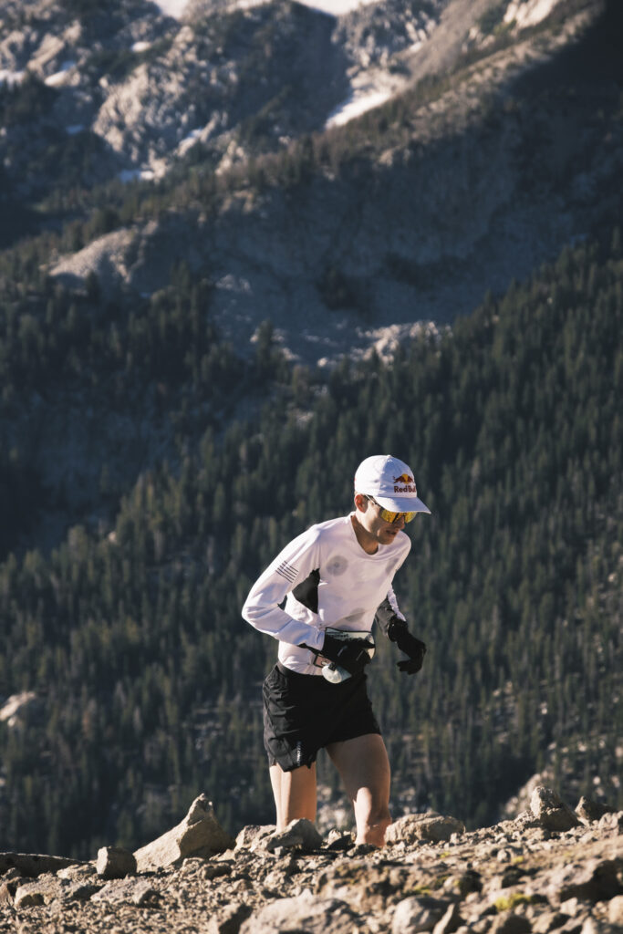 Remi Bonnet crests the top of the Dragon's Back during the Mammoth Trail Fest 26km. PC: Ryan Thrower