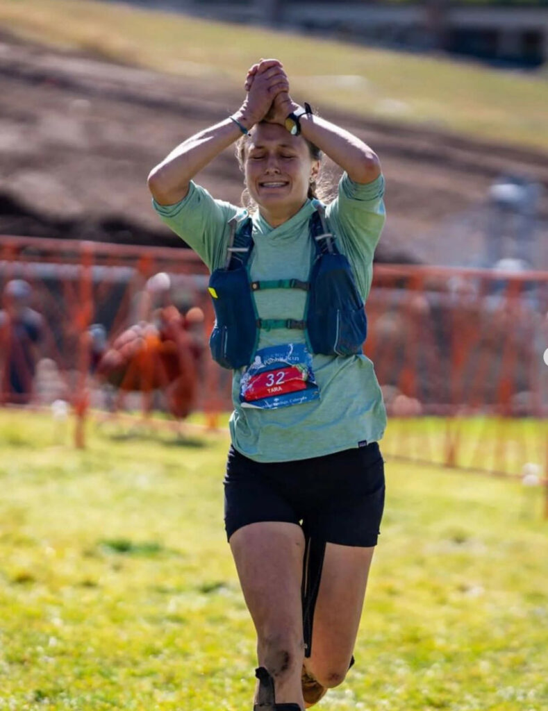 Tara Dower wins the Run Rabbit Run 100 mile in September of 2023. 