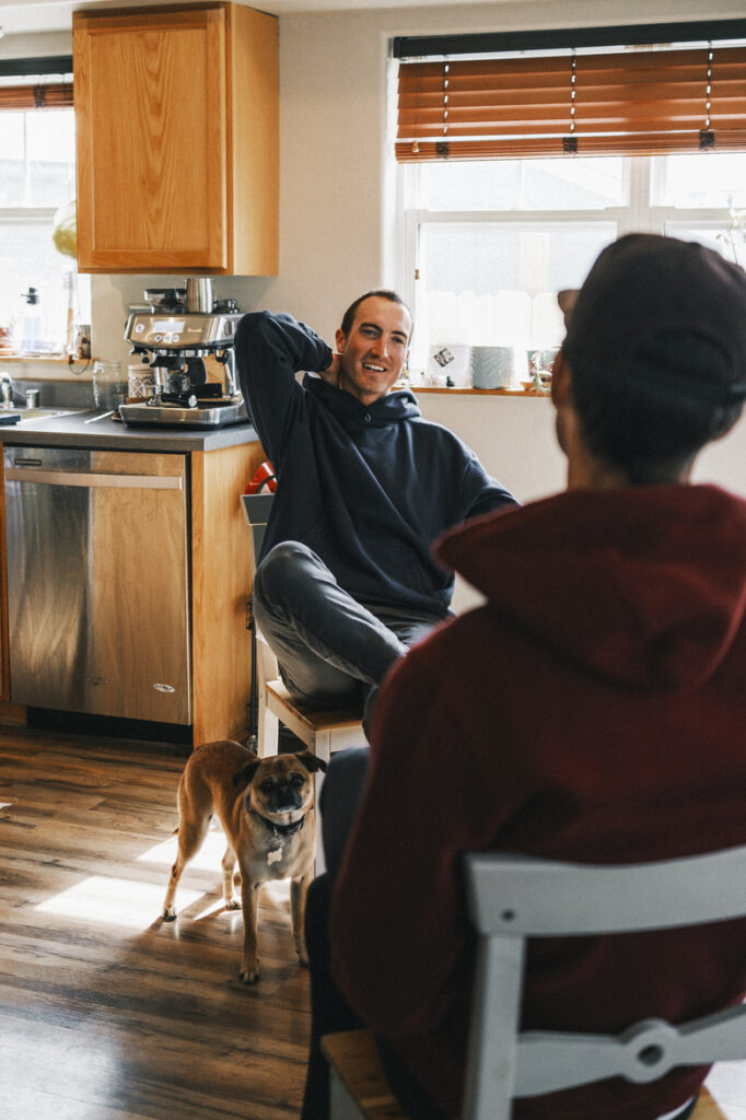 Adam Peterman at home in Missoula, Montana with Dylan Bowman. PC: Ryan Thrower